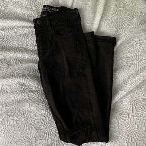 American Eagle Black Super Stretch X ripped jeans